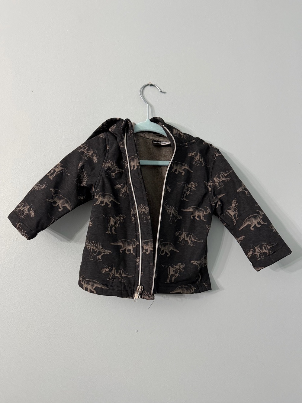 Mick Mack Black Dino-Print Hooded rain Jacket